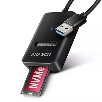 SSD enclosure AXAGON ADM2-AM USB-A 10Gbps for single M.2 NVMe/SATA drive, USB 3.2 Gen 2, 10 cm cable, black