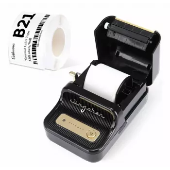 Label printer NIIMBOT B21S Black — compact Bluetooth roll printer, 50 mm print width, 60 mm/s, Li-Ion 1200 mAh