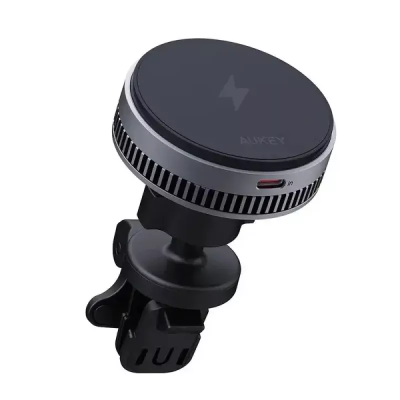 Aukey Wireless Charging Mount HD-MC13A MagSafe-compatible air vent car mount for iPhone, 15W wireless charging