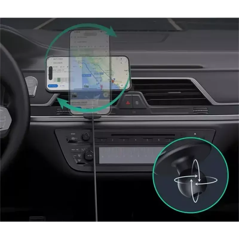 Aukey Wireless Charging Mount HD-MC13A MagSafe-compatible air vent car mount for iPhone, 15W wireless charging