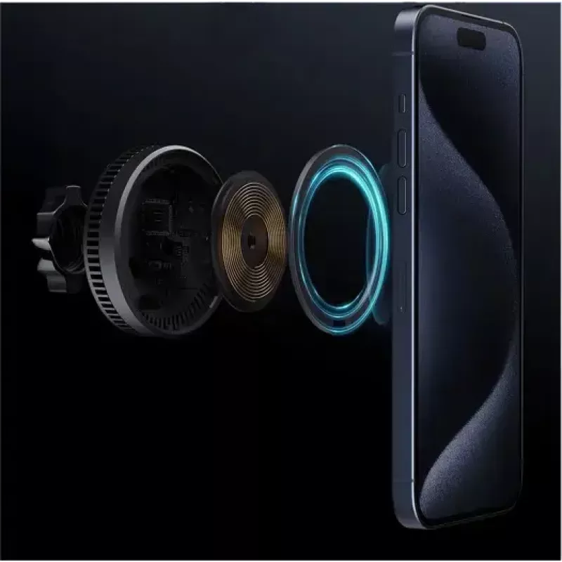 Aukey Wireless Charging Mount HD-MC13A MagSafe-compatible air vent car mount for iPhone, 15W wireless charging
