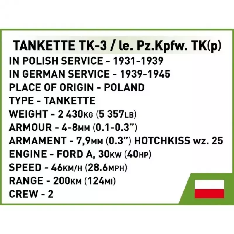 Cobi Blocks Tankette TK-3 construction set — 323 pieces