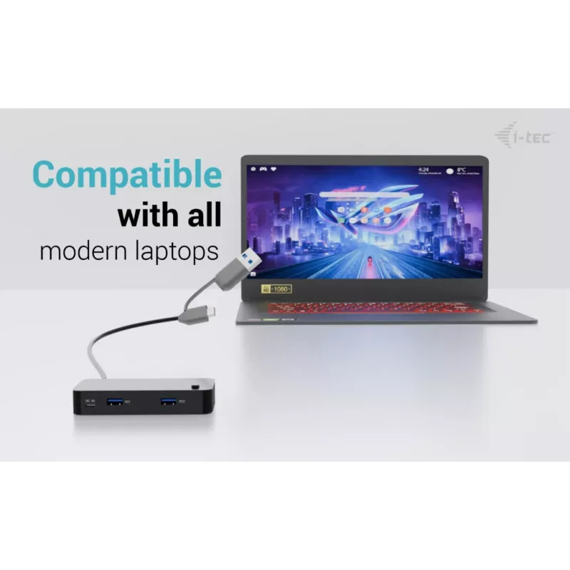 i-tec Universal KVM HUB 2x USB-C 2x USB-A 3.0 5000 Mbit/s Black