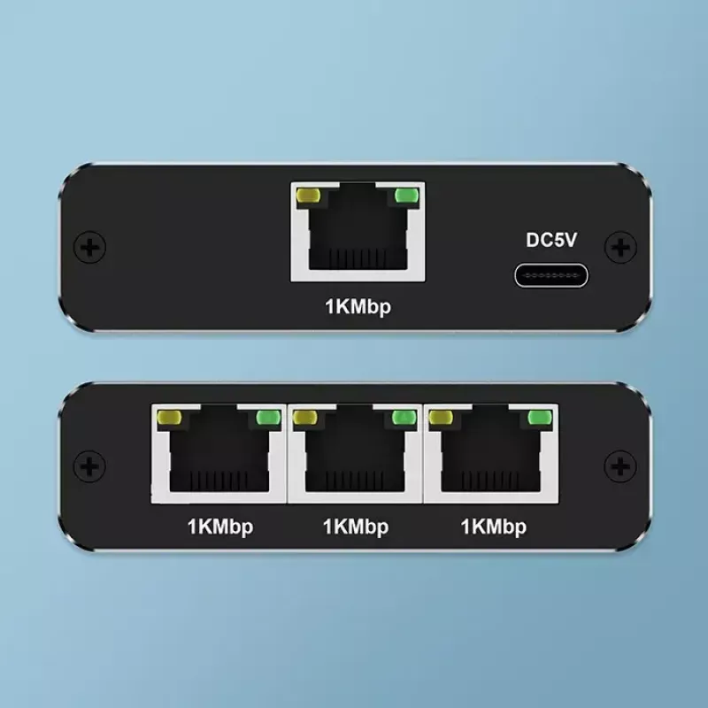 Ethernet splitter QOLTEC 52294 1x3 RJ45 with USB-C power input