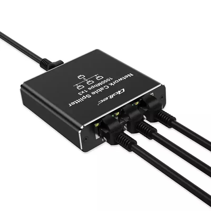 Ethernet splitter QOLTEC 52294 1x3 RJ45 with USB-C power input