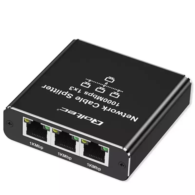 Ethernet splitter QOLTEC 52294 1x3 RJ45 with USB-C power input