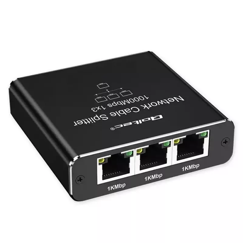 Ethernet splitter QOLTEC 52294 1x3 RJ45 with USB-C power input