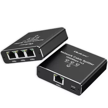 Ethernet splitter QOLTEC 52294 1x3 RJ45 with USB-C power input