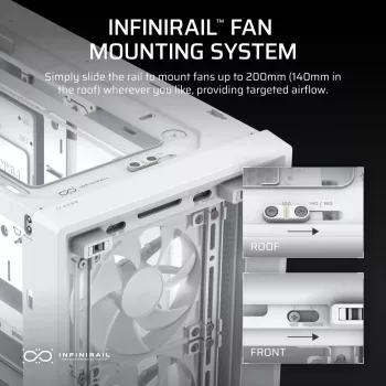 PC case CORSAIR FRAME 4000D RS Midi Tower White — ATX, tempered glass, 3x120mm front fans, supports 360/240/140mm radiators