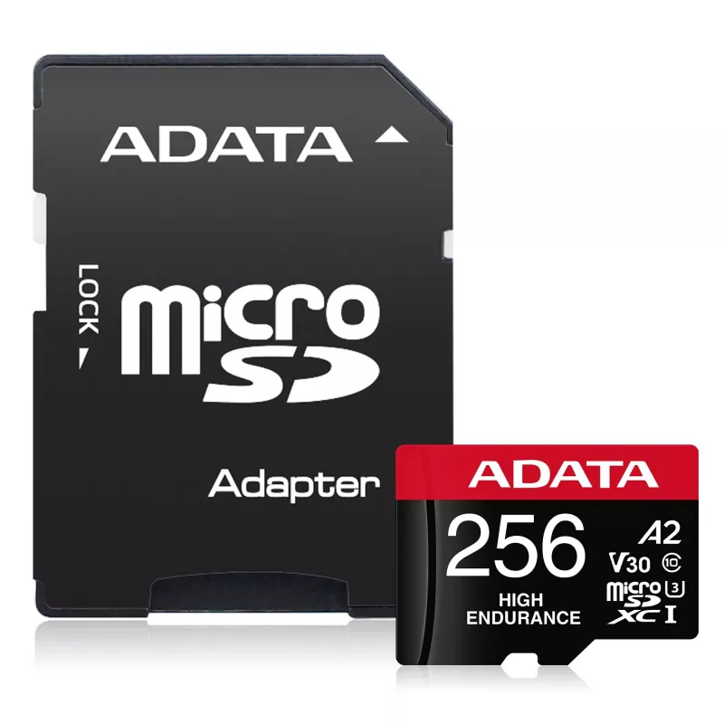 MicroSDXC memory card ADATA 256 GB AUSDX256GUI3V30SHA2-RA1 UHS-I Class 10 V30 (read 100 MB/s, write 80 MB/s) with SD adapter