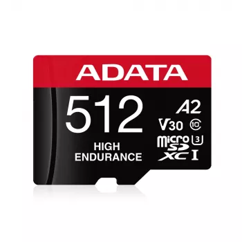 MicroSDXC memory card ADATA 512GB UHS‑I U3 V30 Class 10 A2, 100/85 MB/s, waterproof