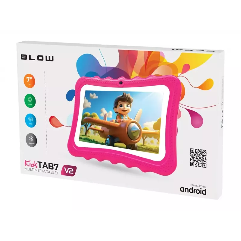 BLOW KidsTAB7 V2 tablet 7" 1280x800, A133 1.5 GHz, 4 GB RAM, 32 GB, Android 14, with case, Pink