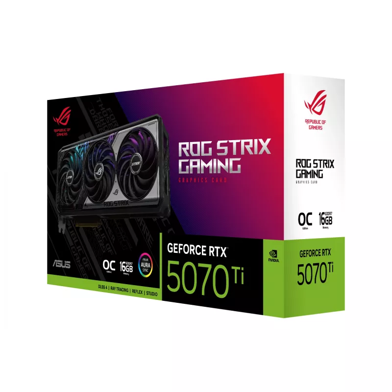 Graphics card ASUS GeForce RTX 5070 Ti — 16 GB GDDR7, PCIe 5.0, 256-bit, 3-slot, 332 mm, 3 fans