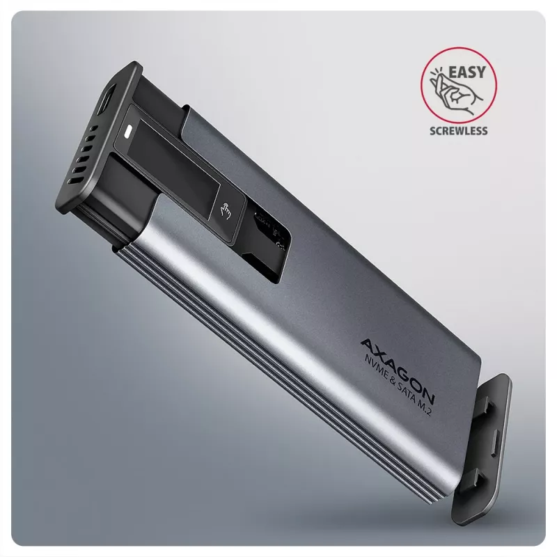 Axagon EEM2-SD2 USB-C 10Gbps - M.2 NVMe & SATA SSD DISPLAY box