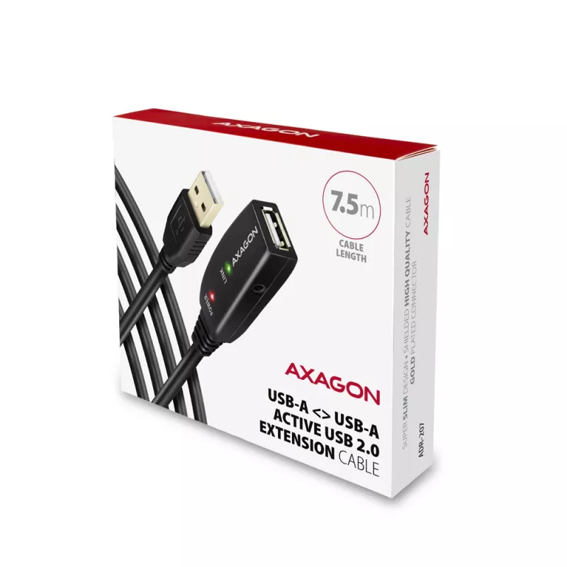 Axagon ADR-207 USB repeater cable 7.5 m USB 2.0 Black