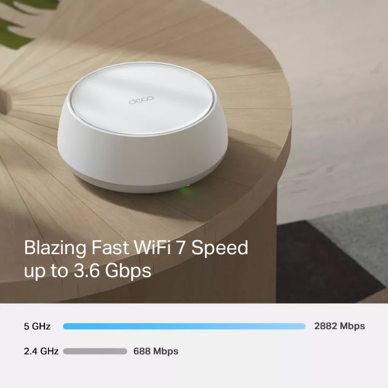 TP-Link BE3600 Whole Home Mesh Wi-Fi 7 System(1-Pack), White, Internal, Mesh system, Dual-band (2.4 GHz / 5 GHz), Wi-Fi 7 (802.11be), 2882 Mbit/s