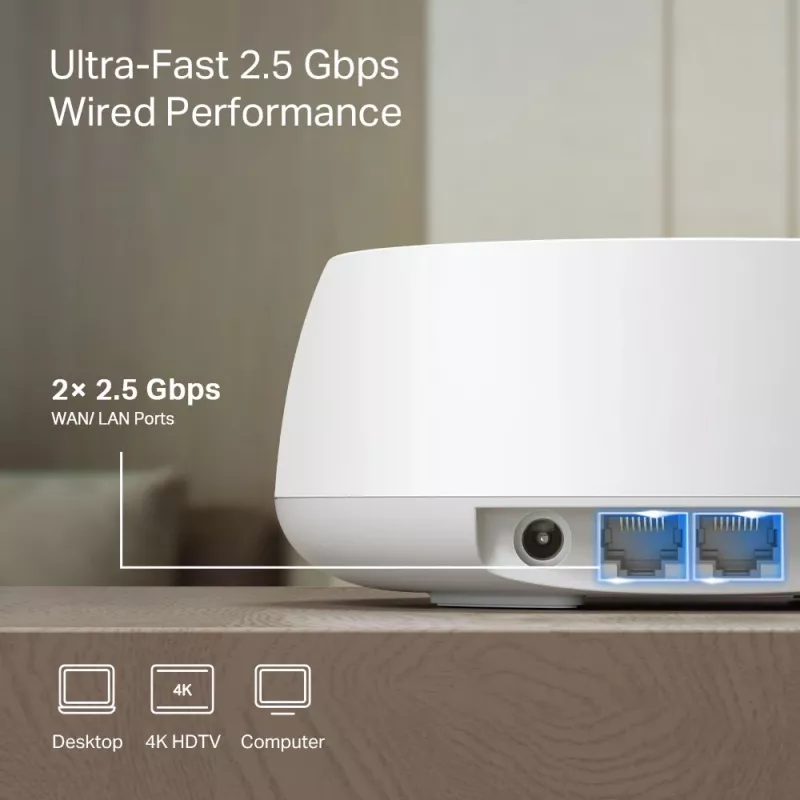 TP-Link BE3600 Whole Home Mesh Wi-Fi 7 System(1-Pack), White, Internal, Mesh system, Dual-band (2.4 GHz / 5 GHz), Wi-Fi 7 (802.11be), 2882 Mbit/s