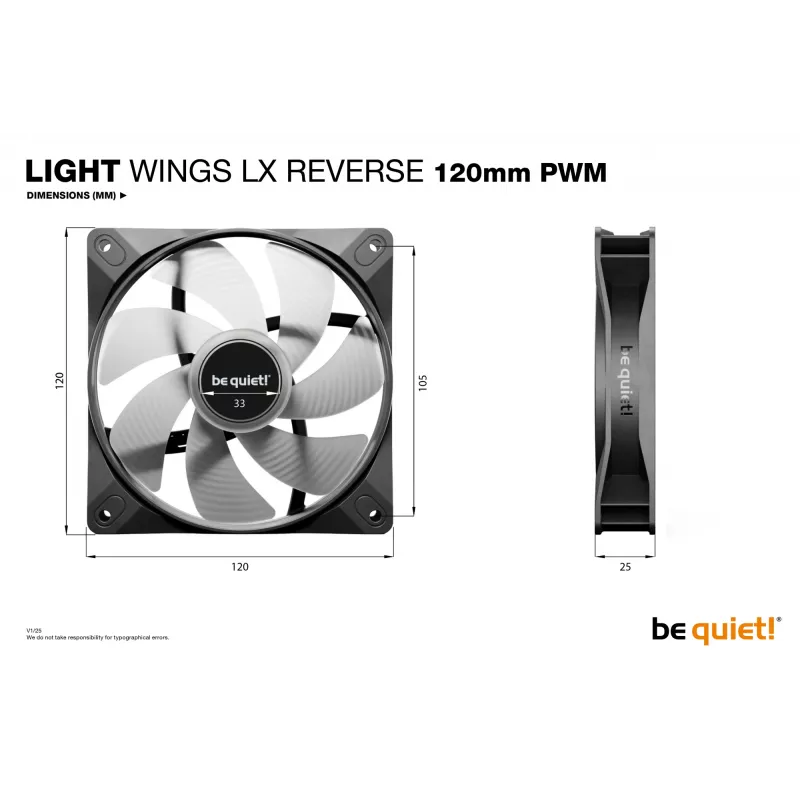 be quiet! Light Wings LX 120 mm PWM Reverse Black Computer case Fan 12 cm 1 pc(s)