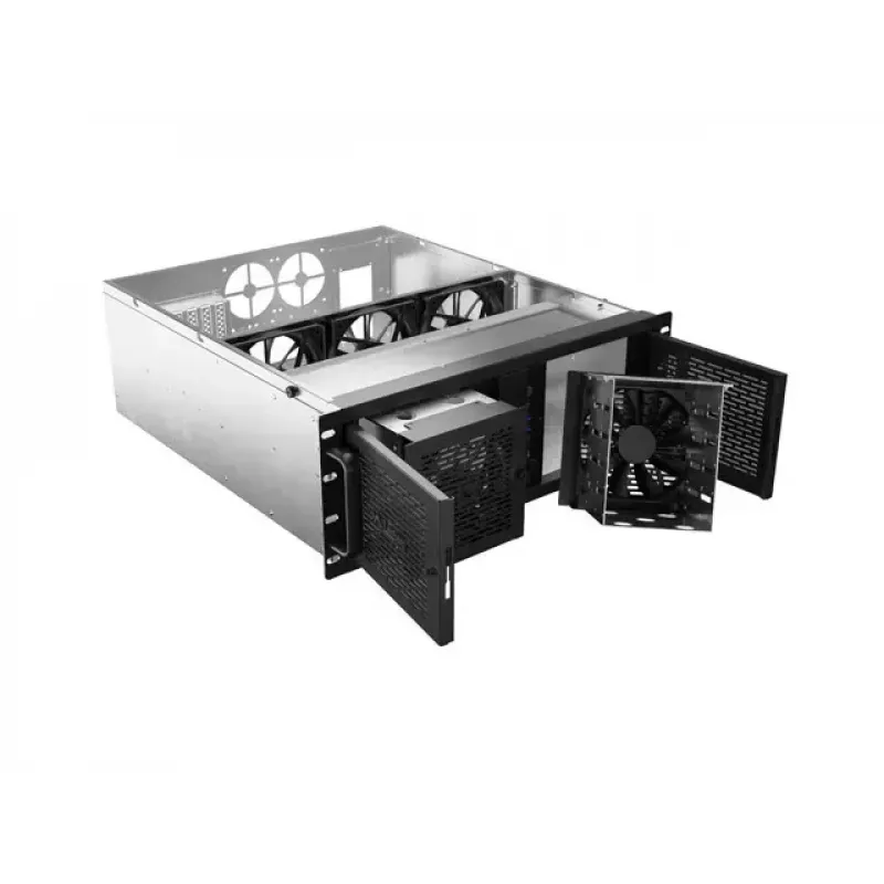 Lanberg SC01-5204-12B 4U Rackmount Server Chassis, Black, 5 Fans, Supports ATX/SSI EEB, 10x 3.5 inch Bays