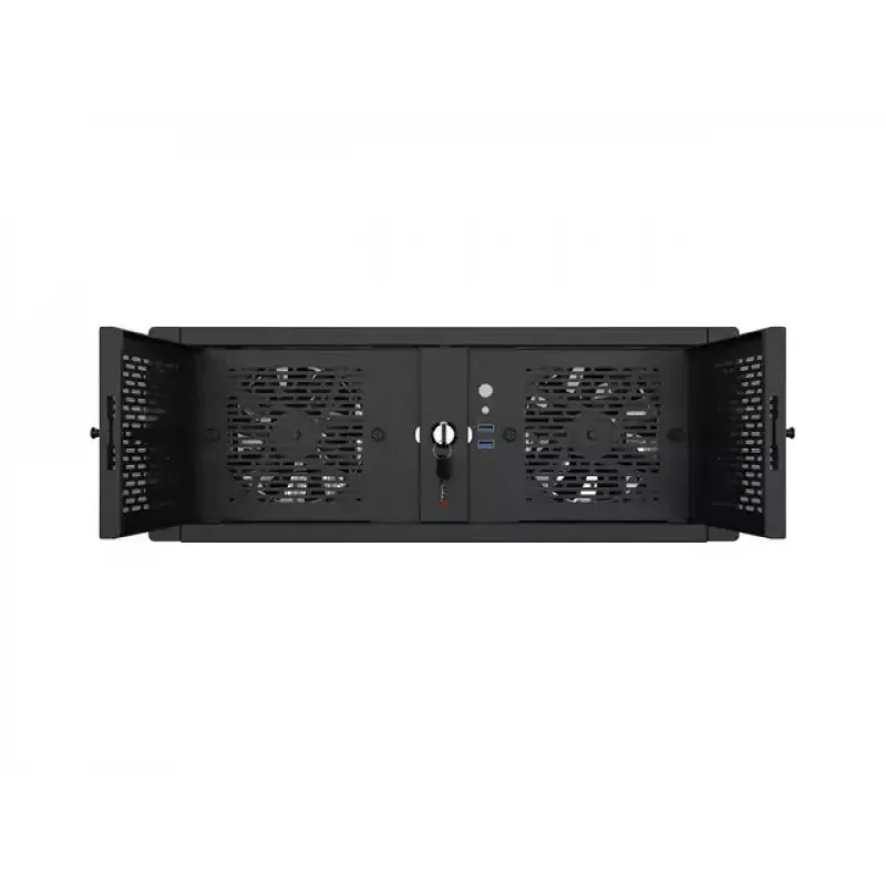 Lanberg SC01-5204-12B 4U Rackmount Server Chassis, Black, 5 Fans, Supports ATX/SSI EEB, 10x 3.5 inch Bays