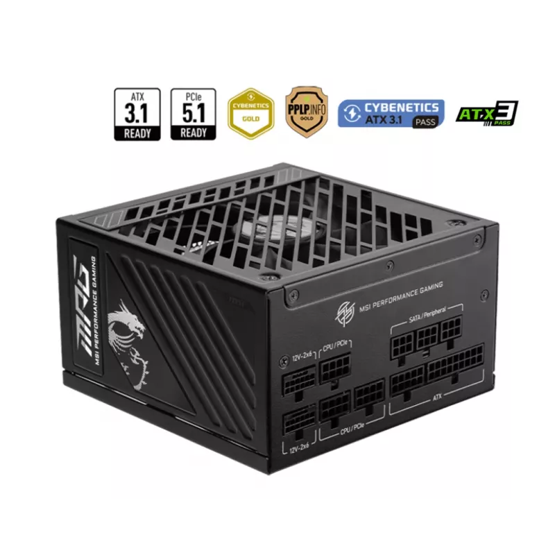 MSI MPG A1250GS PCIE5 power supply unit 1250 W 20+4 pin ATX ATX Black