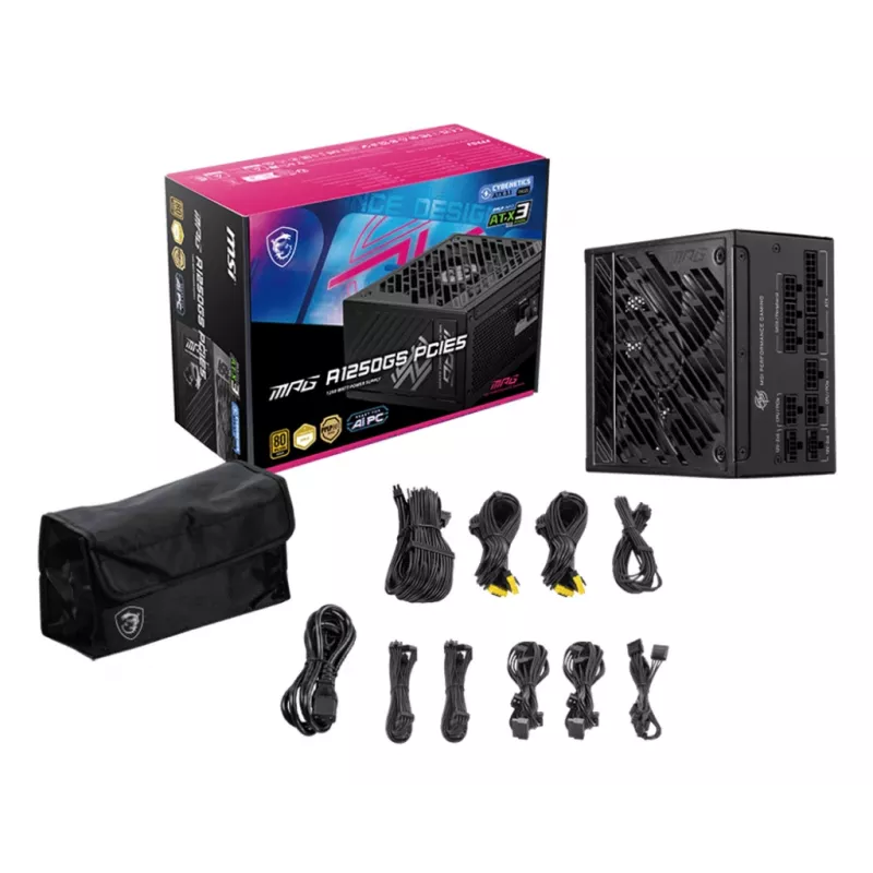MSI MPG A1250GS PCIE5 power supply unit 1250 W 20+4 pin ATX ATX Black