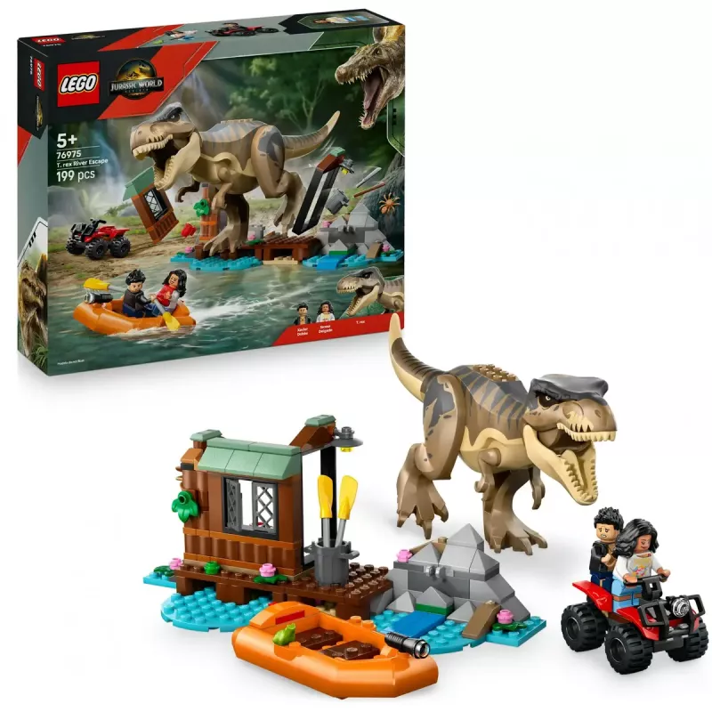 LEGO dinosaur building set T. rex River Escape 76975 — 199 pieces, 2 minifigures, age 5+