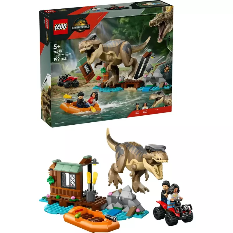 LEGO dinosaur building set T. rex River Escape 76975 — 199 pieces, 2 minifigures, age 5+
