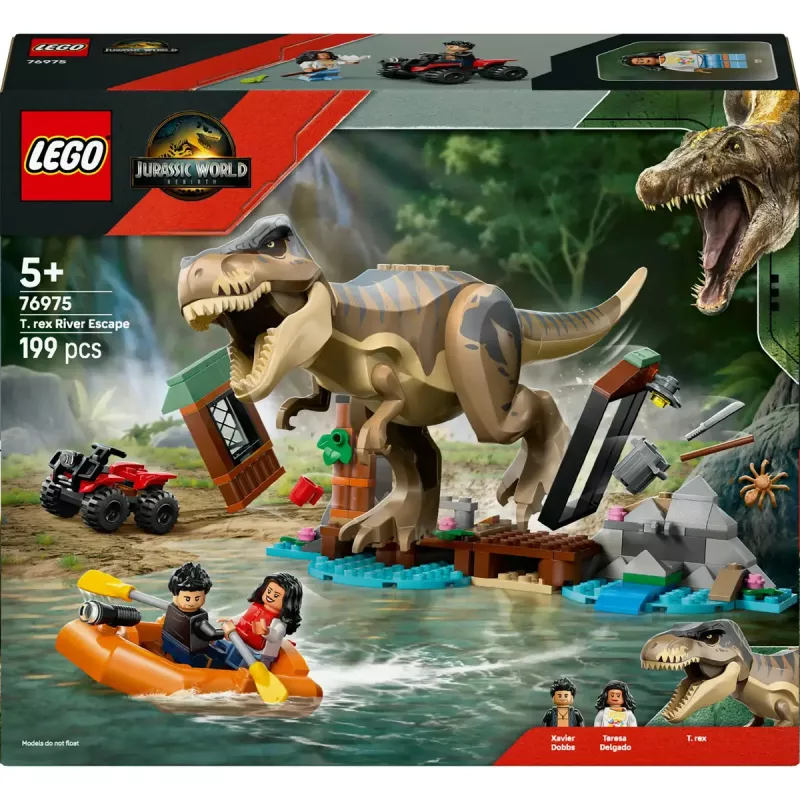 LEGO dinosaur building set T. rex River Escape 76975 — 199 pieces, 2 minifigures, age 5+