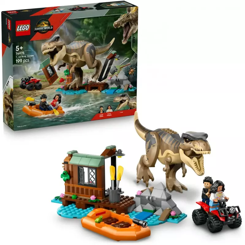 LEGO dinosaur building set T. rex River Escape 76975 — 199 pieces, 2 minifigures, age 5+