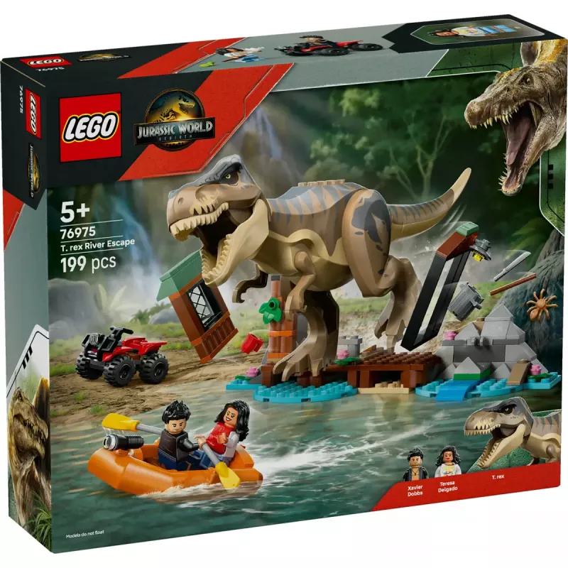 LEGO dinosaur building set T. rex River Escape 76975 — 199 pieces, 2 minifigures, age 5+