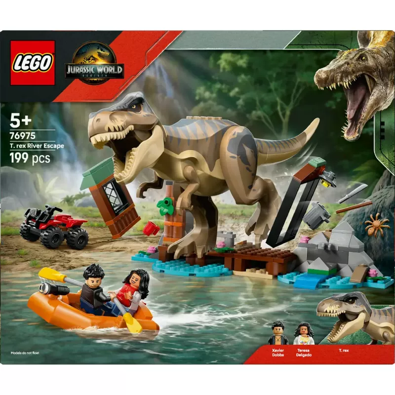 LEGO dinosaur building set T. rex River Escape 76975 — 199 pieces, 2 minifigures, age 5+