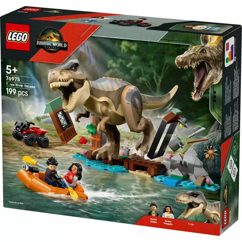 LEGO dinosaur building set T. rex River Escape 76975 — 199 pieces, 2 minifigures, age 5+