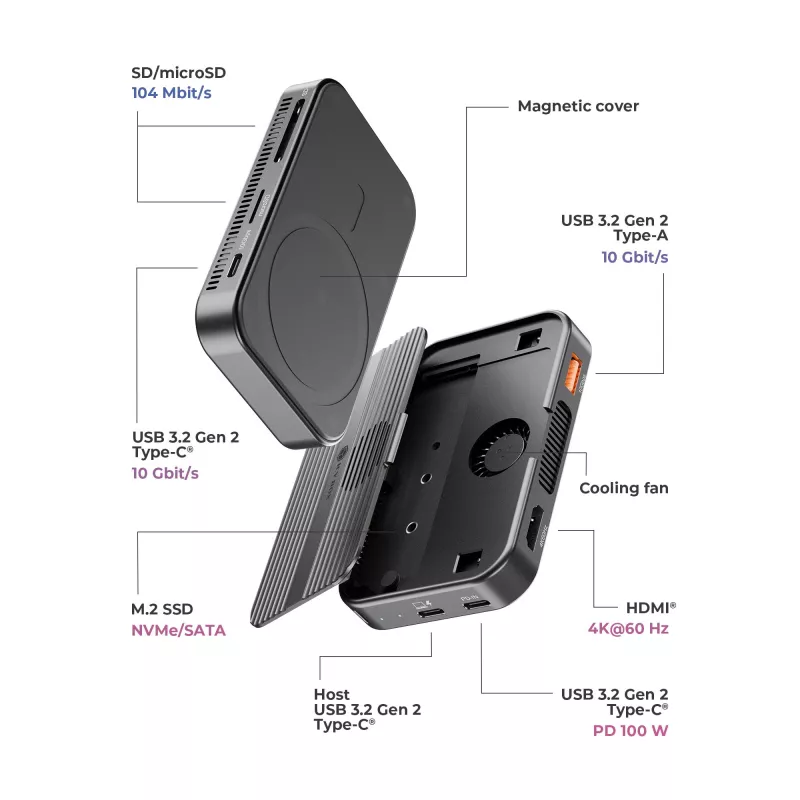 ICY BOX IB-DK4071M-CU31 USB 3.2 Gen 2 (3.1 Gen 1) Type-C Black