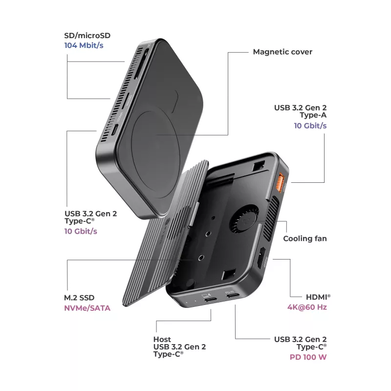 ICY BOX IB-DK4071M-CU31 USB 3.2 Gen 2 (3.1 Gen 1) Type-C Black