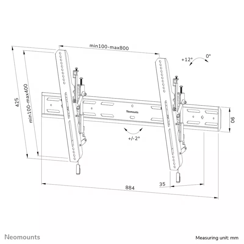 Neomounts WL35S-850BL18 TV mount wall 43-86 inch - tiltable - lockable - fast installation