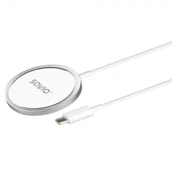 Wireless indoor mobile charger SAVIO LA-11, Qi 1.2, 15 W, white, 55×55×5 mm