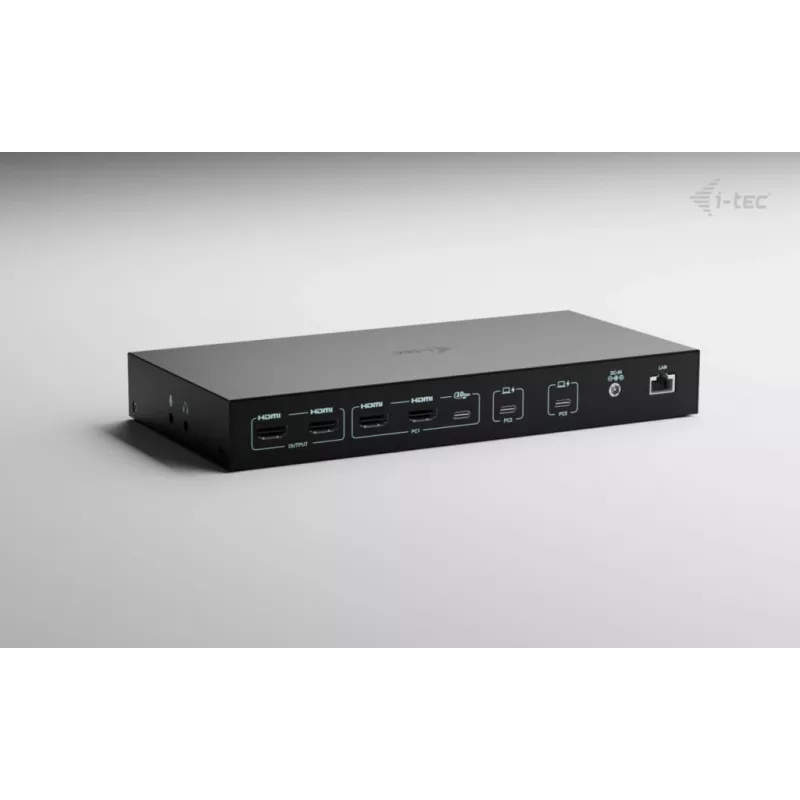 ITEC i-tec USB-C KVM Dock PRO for Three Hosts, Dual Video, 2x Power Delivery (max 92W), USB 3.2, 10 Gbps, Gigabit Ethernet