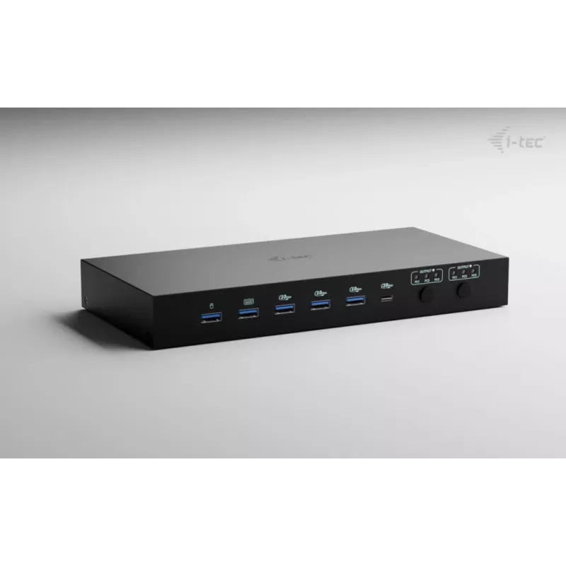 ITEC i-tec USB-C KVM Dock PRO for Three Hosts, Dual Video, 2x Power Delivery (max 92W), USB 3.2, 10 Gbps, Gigabit Ethernet