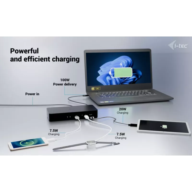 Docking Station i-tec CAINTGDUAL4KDOCPD Dual Display Power Delivery 100W