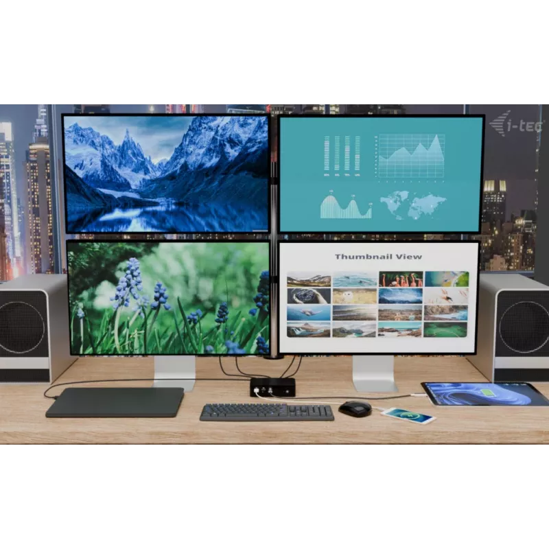 i-tec Thunderbolt5 Quattro Display Docking Station, 5x USB, 2.5 GLAN + Power Delivery 140W