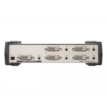 ATEN 4-Port DVI Audio/Video Splitter, DVI, 4x DVI-I, 1920 x 1200 pixels, Black, Silver, Metal, Full HD