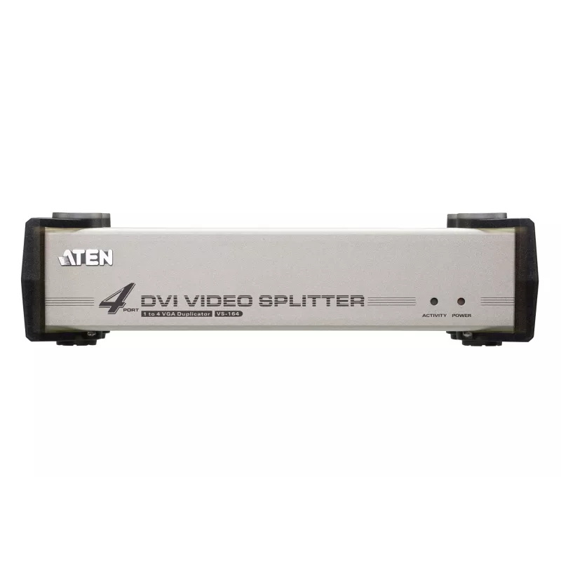 ATEN 4-Port DVI Audio/Video Splitter, DVI, 4x DVI-I, 1920 x 1200 pixels, Black, Silver, Metal, Full HD