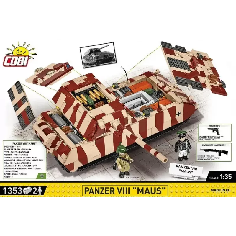 Cobi Building Blocks Panzer VIII Maus model kit 1:35 scale COBI-3138, detailed military vehicle replica