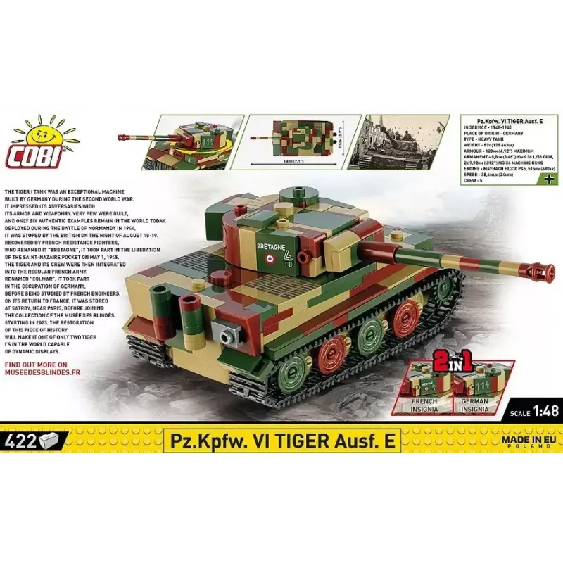 Scale model building set Cobi Pz.Kpfw. VI Tiger Ausf. E 1:35 scale, detailed brick kit