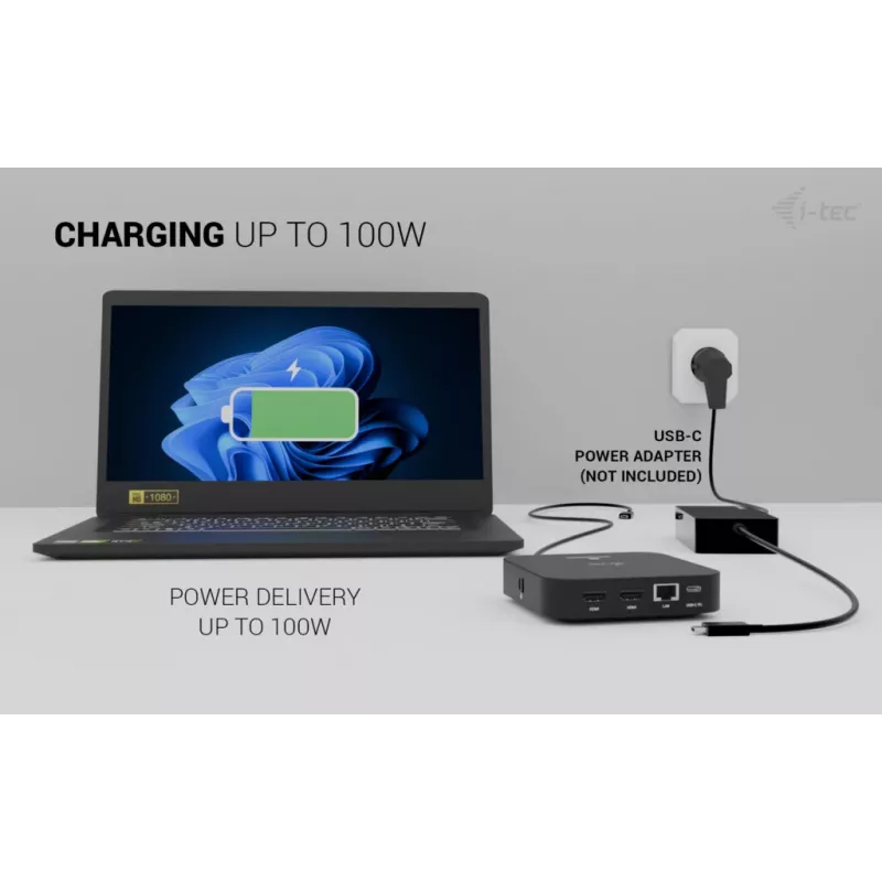 Docking station ITEC USB-C Dual HDMI C31DUALHDMIDOCKPD — Dual 4K 60Hz, 100W Power Delivery