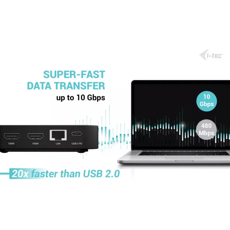 Docking station ITEC USB-C Dual HDMI C31DUALHDMIDOCKPD — Dual 4K 60Hz, 100W Power Delivery