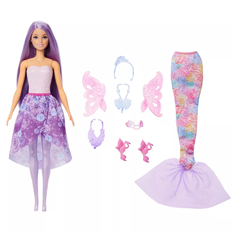 Barbie Doll Fantasy Fashion Pack with Accessories Including Mermaid Tail, Fairy Wings, & Necklaces