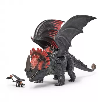 11-inch Toy Dragon Spin Master — World of Berk: Red Death Chomping Rampage with Exclusive Toothless Figurine, Ages 4+