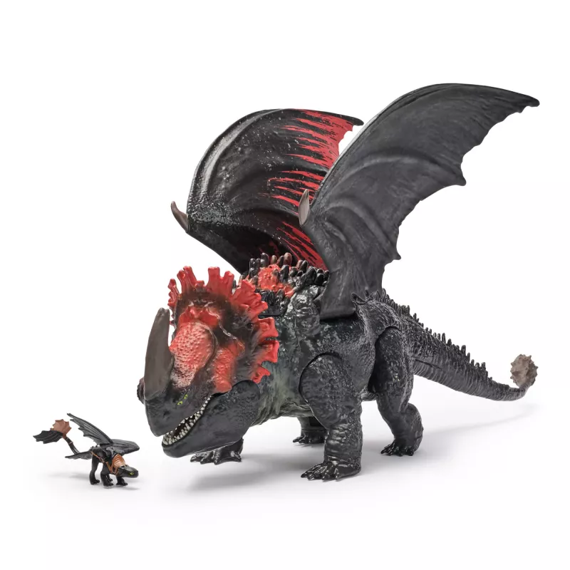 11-inch Toy Dragon Spin Master — World of Berk: Red Death Chomping Rampage with Exclusive Toothless Figurine, Ages 4+